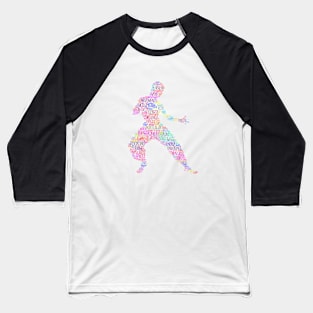Martial Art Kung Fu Silhouette Shape Text Word Cloud Baseball T-Shirt